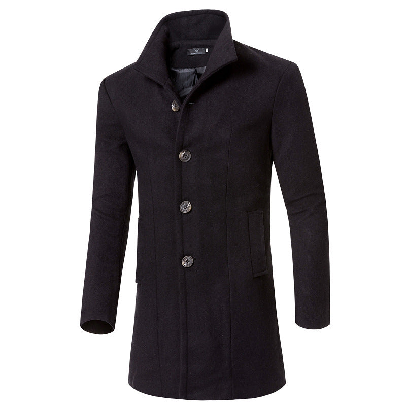 Elegant wool coat for men with modern stand-up collar and practical pockets Lune London