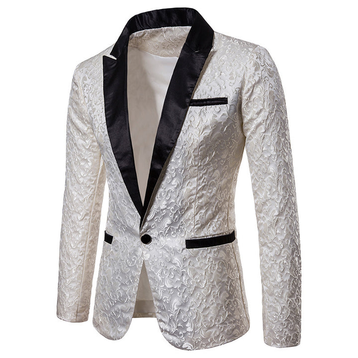 Chic Floral Patterned Festive Jacquard Blazer for Men and Style