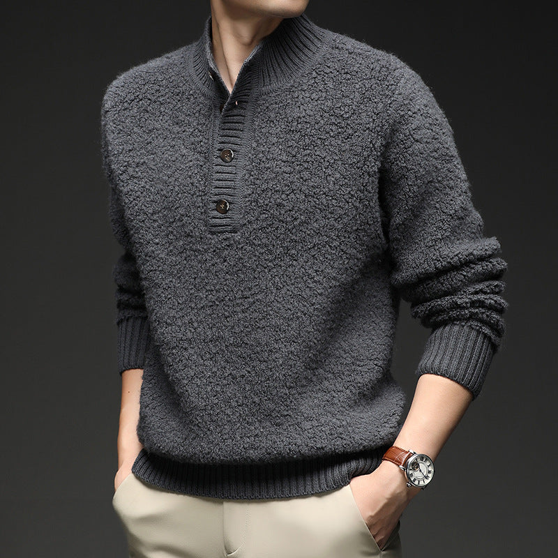 Men's sweater with textured surface and practical button closure Lune London