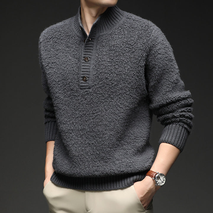 Men's sweater with textured surface and practical button closure Lune London