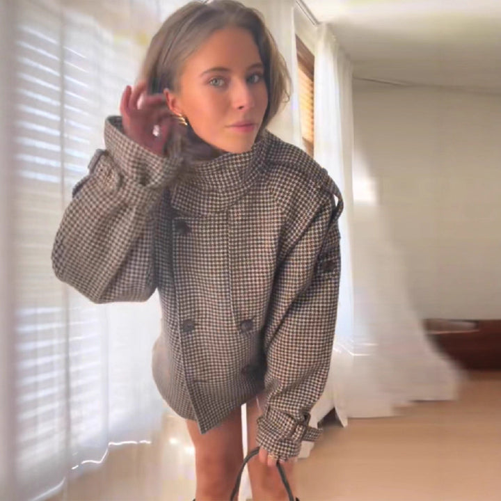 Veste surdimensionnée à la mode pour femmes avec motif à carreaux Chic & Stil
