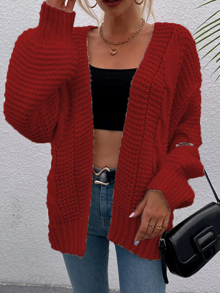 Women Open front knit cardigan with practical pockets Lune London
