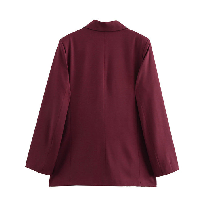 Ladies Elegant Double-Breasted Blazer with Chic Faux Button Details and Style