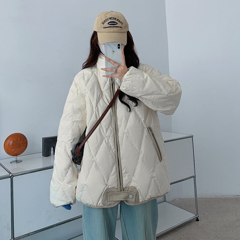 Ladies Comfortable Quilted Winter Jacket with High Collar Lune London