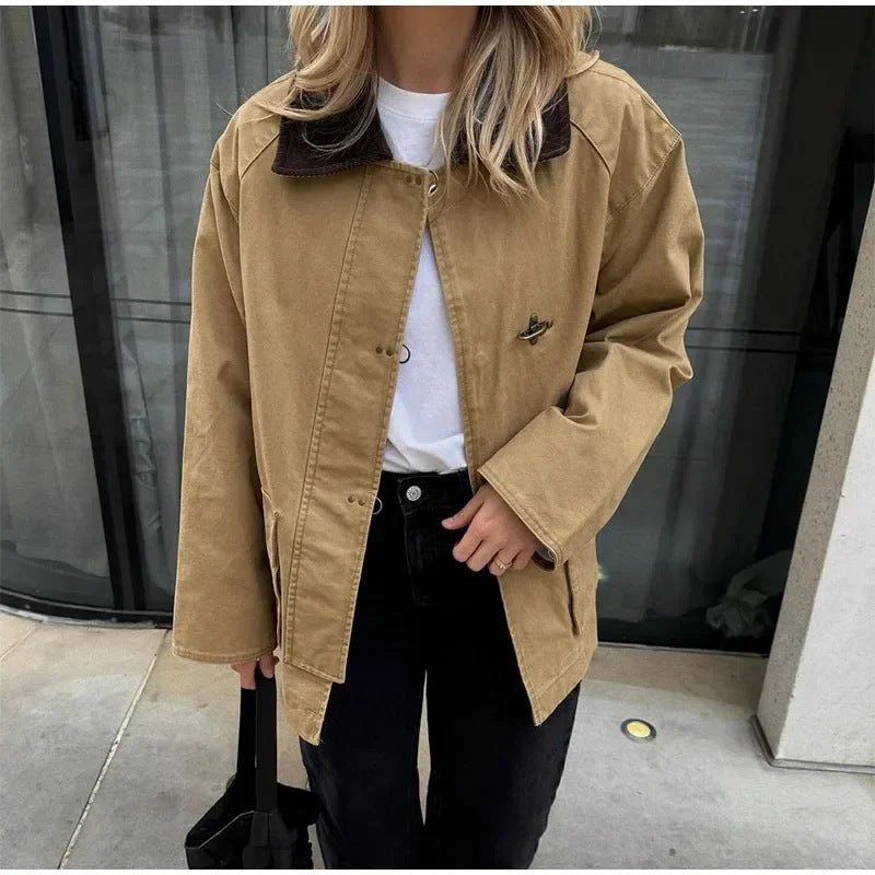 Veste en coton stylée pour femmes avec col amovible Chic & Stil
