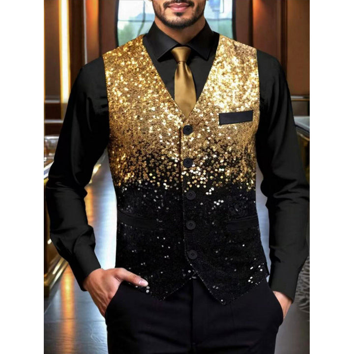 Men's Sparkling Party Vest with Shiny Sequin Pattern Lune London
