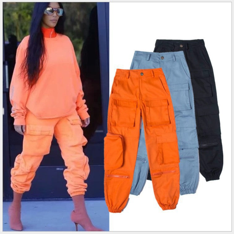 Lune London elastic waist cargo pants for women with trendy pockets