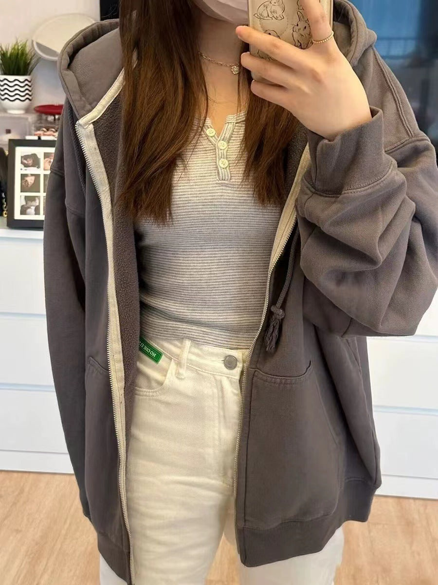 Veste en polaire décontractée pour femmes avec col haut et poches zippées pratiques Chic & Stil
