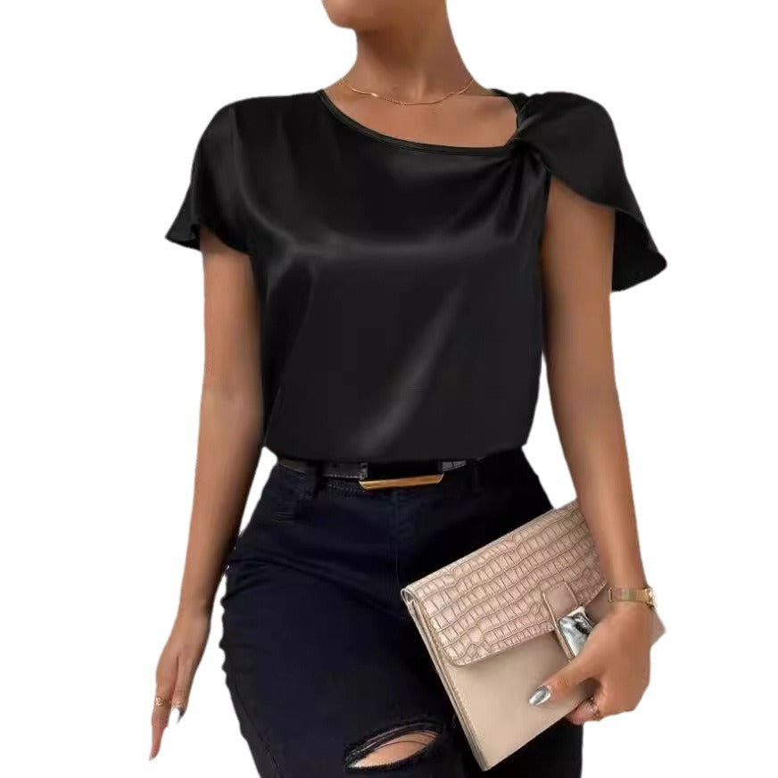 Lune London | Satin Twist Solid Color Loose Versatile Top
