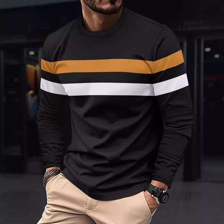 Men's Fashionable Long Sleeve Shirt with Sporty Stripes Chic und Stil