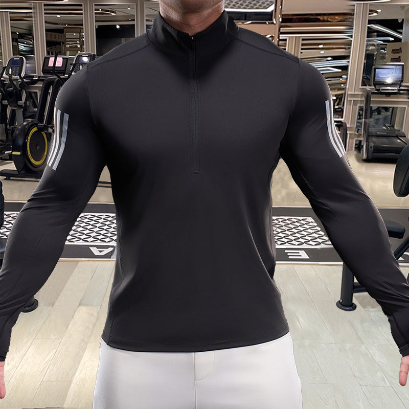 Men's Breathable Fitness Top with Short Zip Lune London
