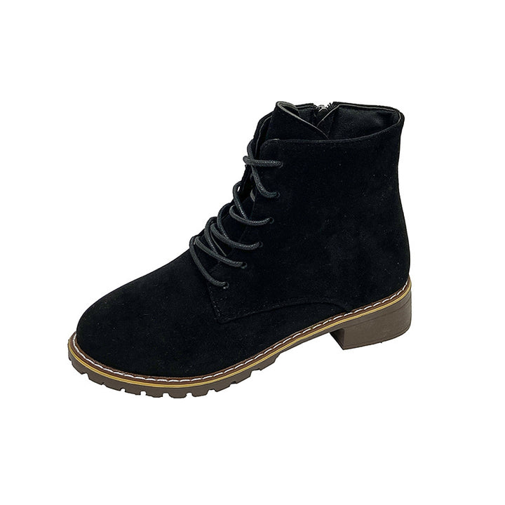 Fashionable women's suede ankle boots with additional zipper and lightweight contoured sole Lune London