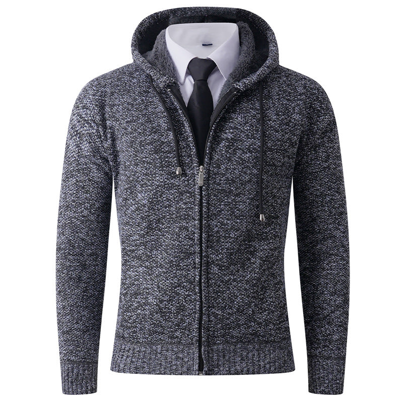 Men's knitted hoodie jacket with structured finish Lune London