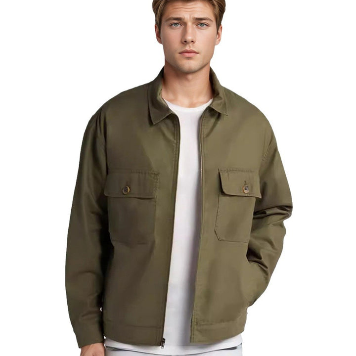 Utility jacket for men with applied pockets and continuous zipper Lune London