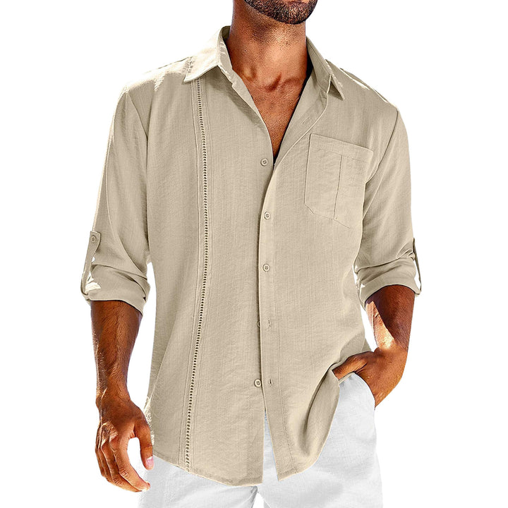 Casual long sleeve shirt for men with decorative button placket and chest pocket Lune London