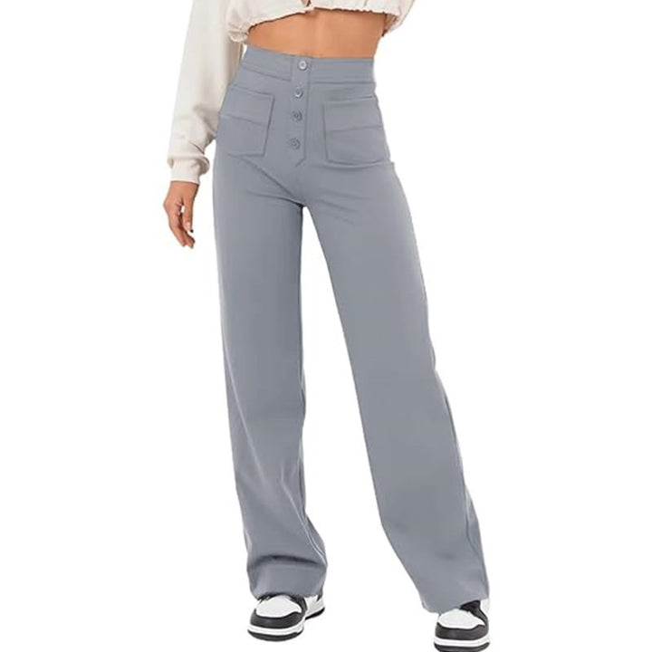 Lune London elegant high-waisted lounge pants for women with large pockets and button closure