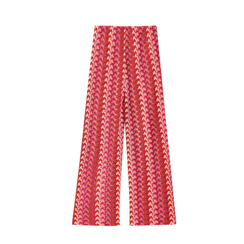 Wide palazzo pants for women with eye-catching wave pattern and elastic waistband Lune London