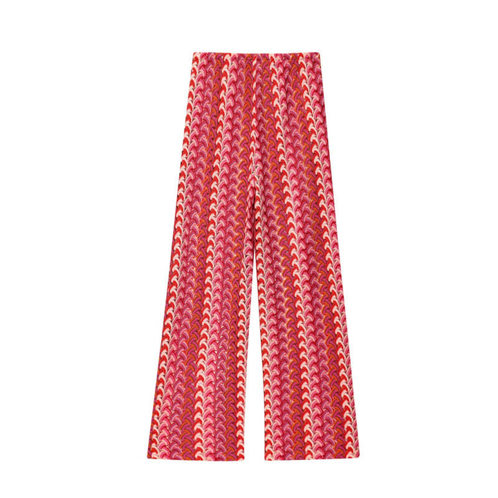Wide palazzo pants for women with eye-catching wave pattern and elastic waistband Lune London