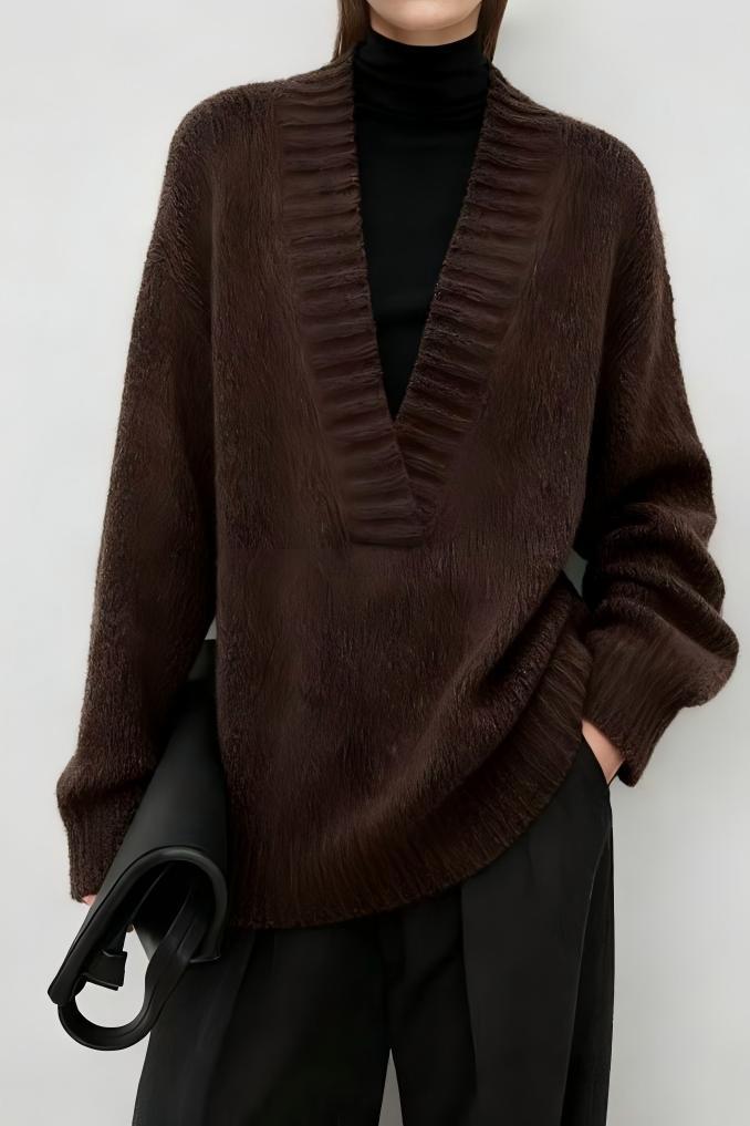 Pull en tricot élégant pour femmes avec col en V et coupe décontractée Chic & Stil