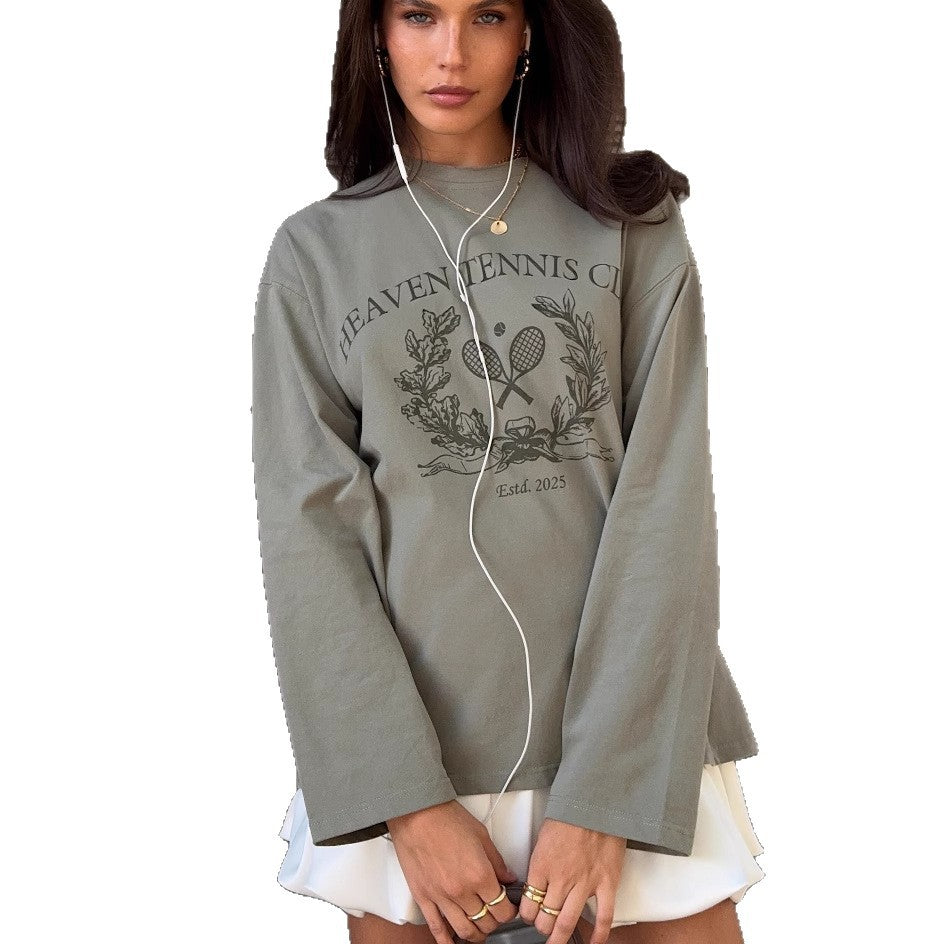Casual long sleeve t-shirt for women with a chic and stylish creative print design