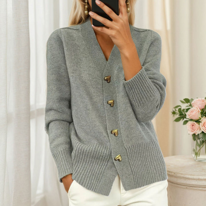 Knit jacket for women with heart-shaped buttons and a relaxed fit Lune London