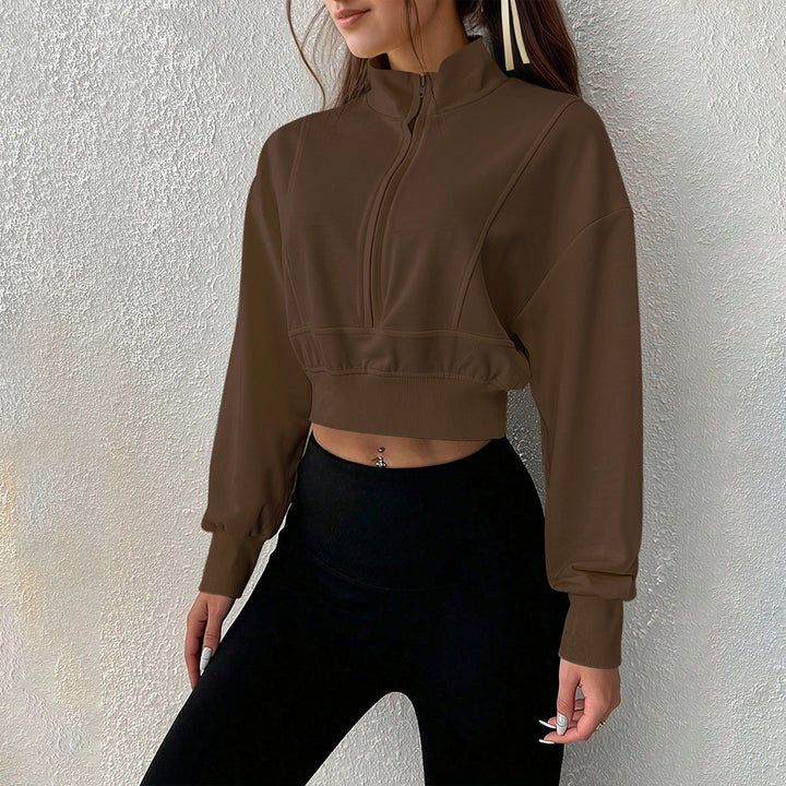Short sweatshirt for women with high zipper and soft material Chic & Stil