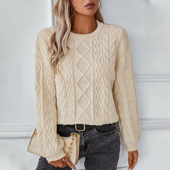 Thick knitted sweater for women with textured twisted pattern Lune London