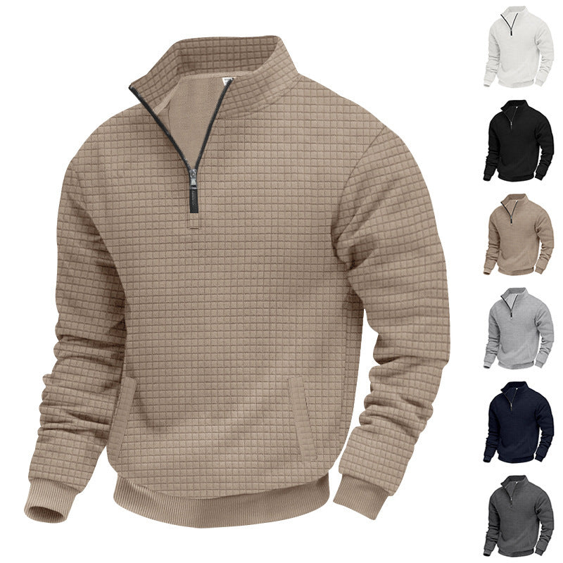 Sporty sweater for men with half-zip and practical pocket design Lune London