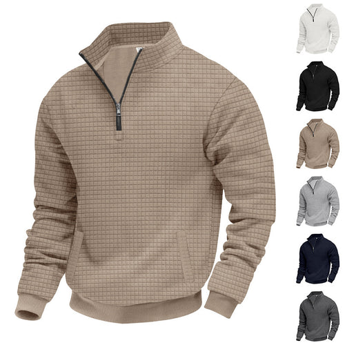 Sporty sweater for men with half-zip and practical pocket design Lune London