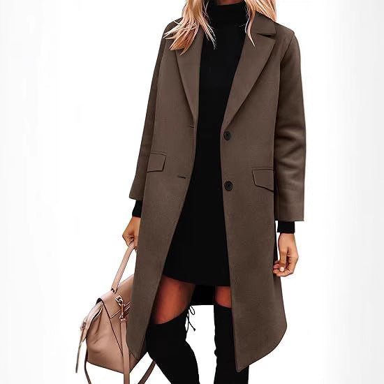Ladies Elegant Wool Coat with Classic Lapel Lune London
