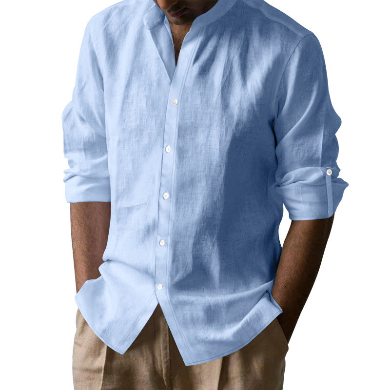 Casual long-sleeve shirt for men with Henley collar in breathable material Lune London