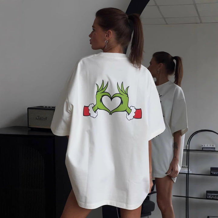 Oversized t-shirt for ladies with creative Christmas design Chic and Style