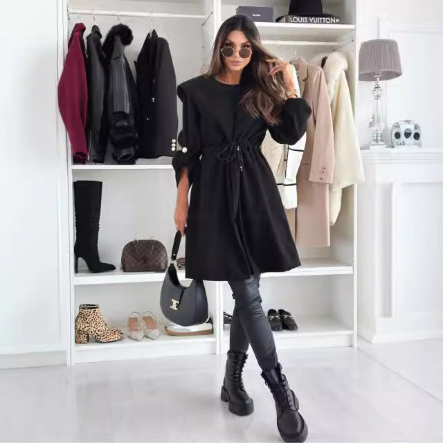 Women Long Cut with Hood and Waist Drawstring Lune London