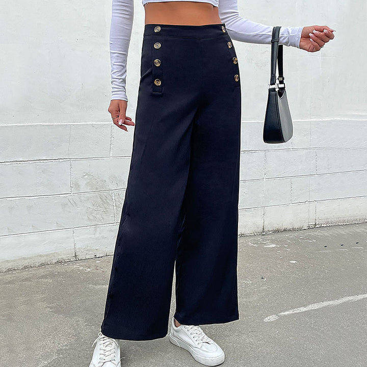 Lune London fitted wide-leg pants for women with button details