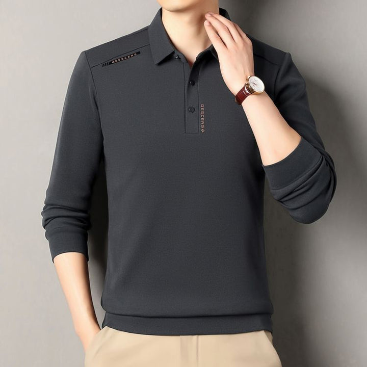 Fashionable long-sleeve polo shirt for men with highly functional material Lune London