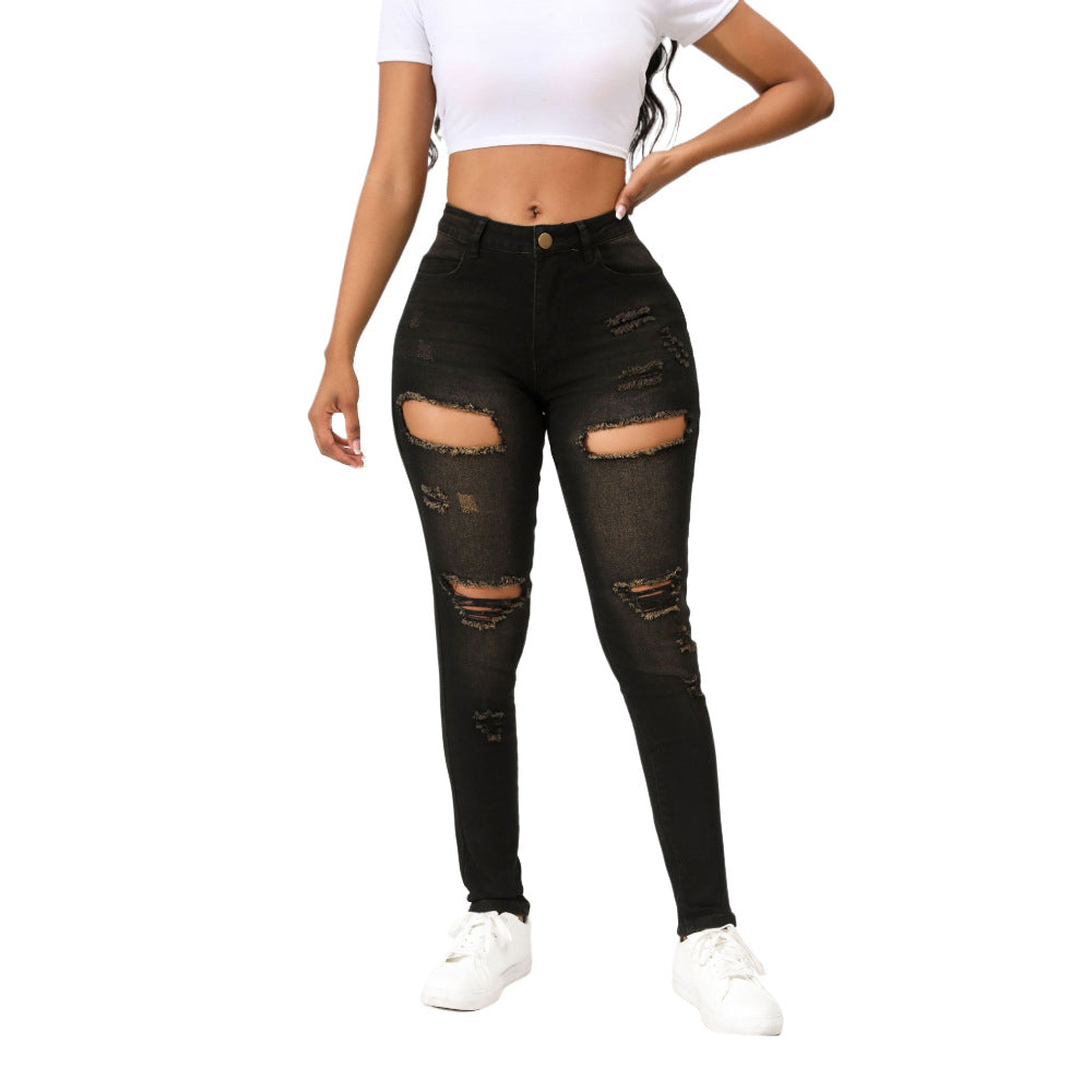 Skinny jeans for women with stylish distressed details Lune London