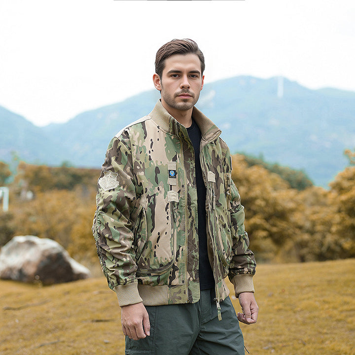 Camouflage bomber jacket for men with practical pockets and warm inner lining Lune London