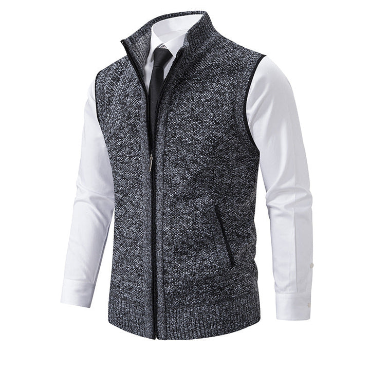 Men's Knit Vest with Zipper and Textured Design Lune London