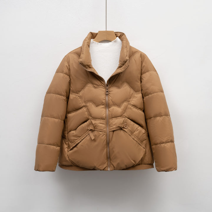 Quilted jacket for women with decorative button details and a high collar Lune London