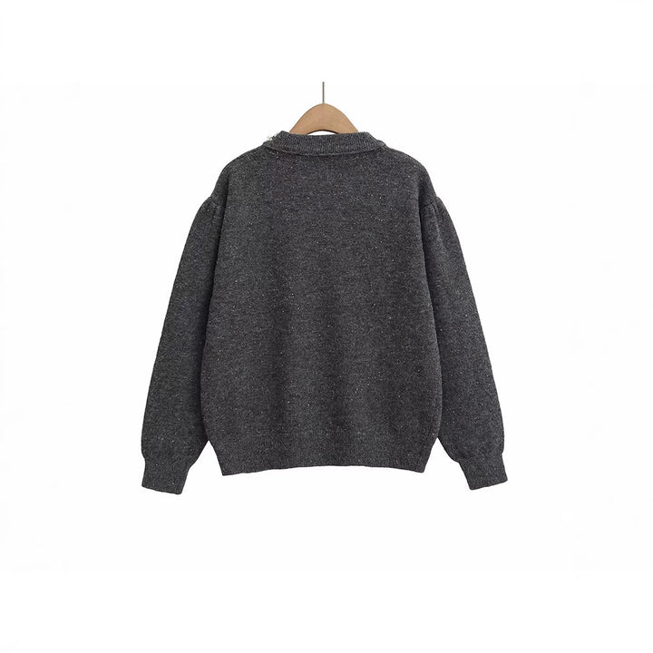Knit sweater for women with decorative pearl accents Lune London