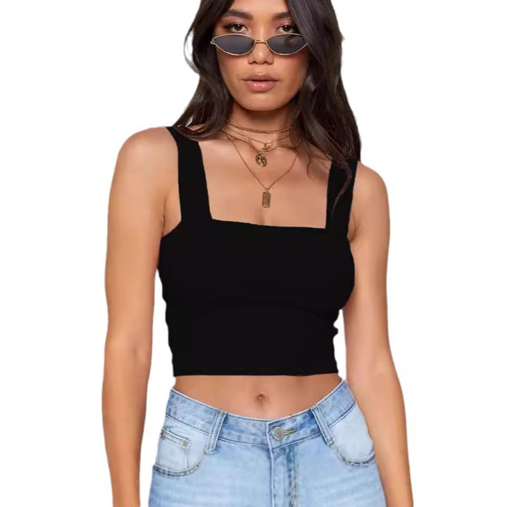 Women's Figure-Hugging Crop Top with Wide Straps Lune London