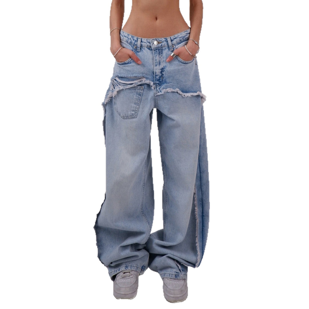 Wide ripped jeans for women with frayed edges Lune London
