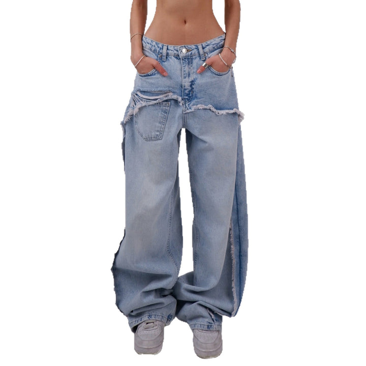 Wide ripped jeans for women with frayed edges Lune London