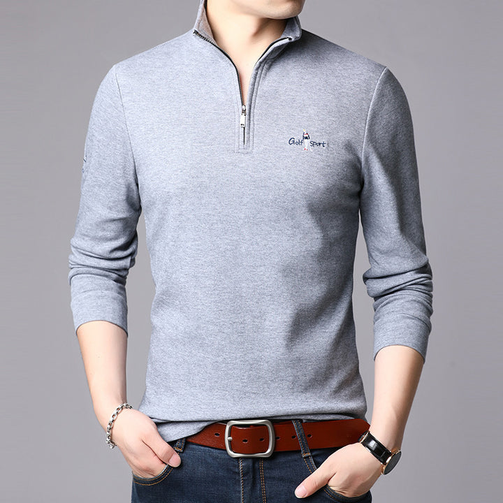 Men's high collar pullover with modern zipper and fine texture Lune London