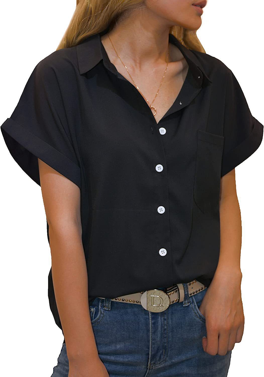 Women short blouse with elegantly cut short sleeves Lune London