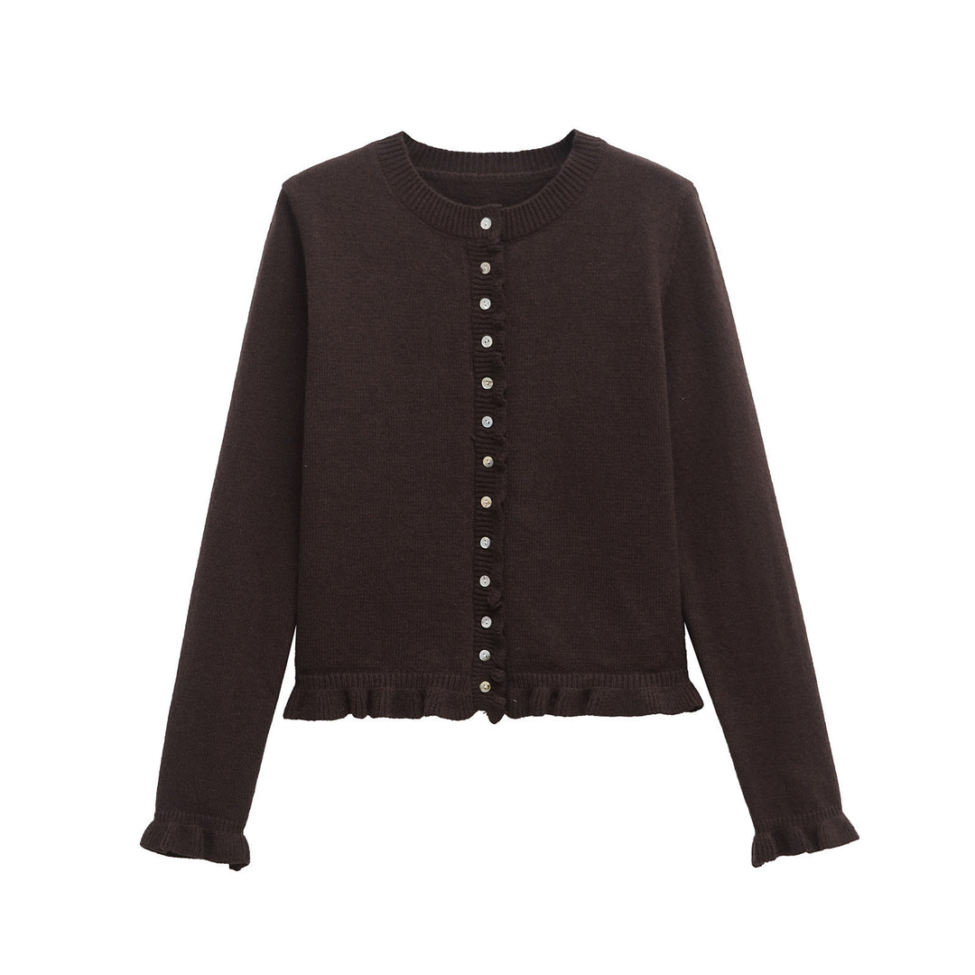 Knit jacket for women with flared details and decorative buttons Lune London
