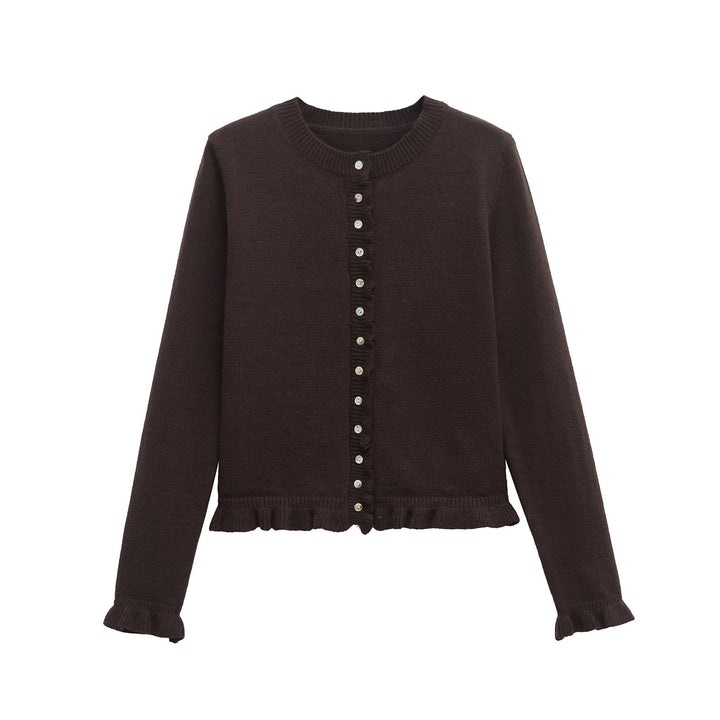 Knit jacket for women with flared details and decorative buttons Lune London