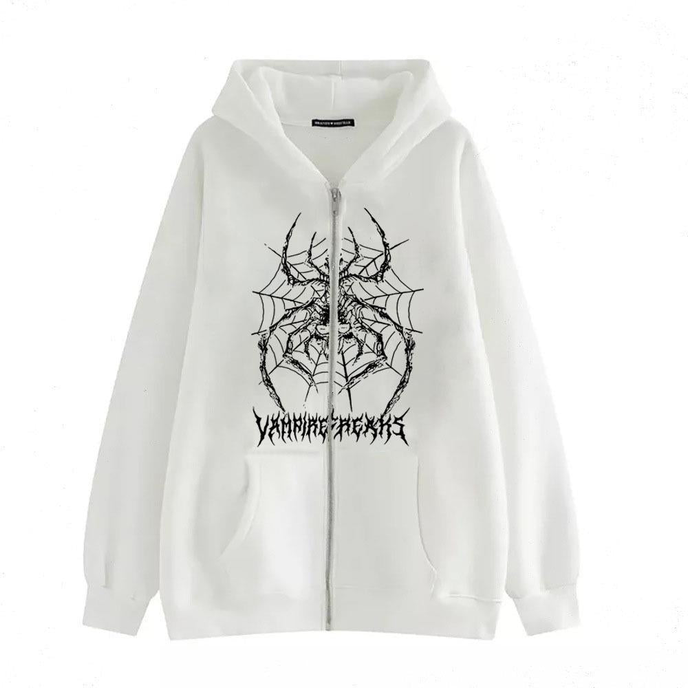 Women’s Long Sleeve Hoodie Jacket with Detailed Spider Motif Lune London