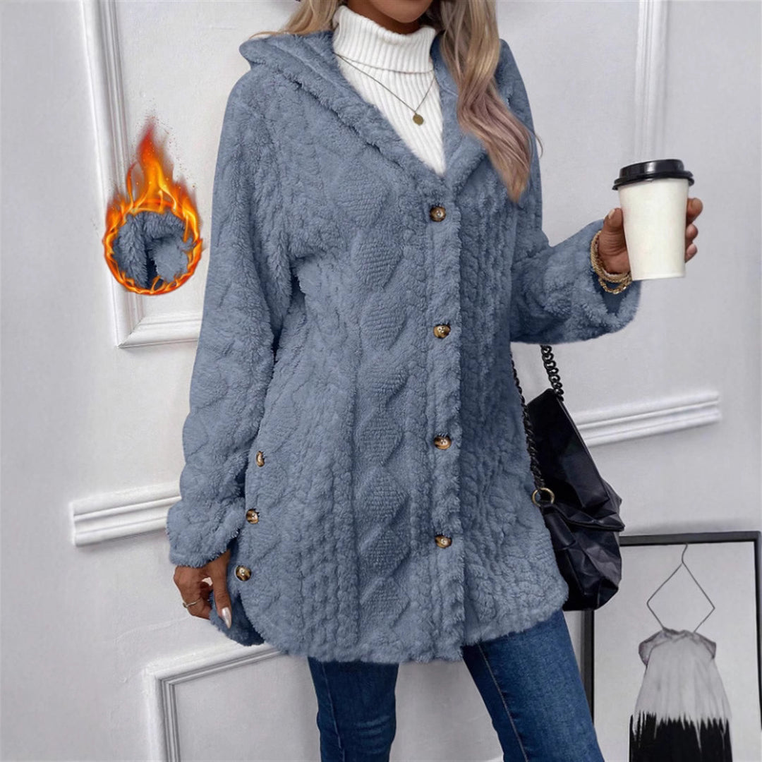 Ladies Cozy Teddy Jacket with Button Closure Lune London