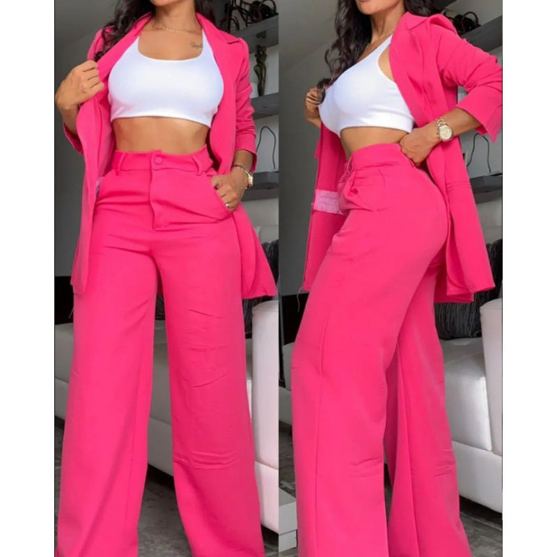 Ladies Elegant wide pants and fitted blazer Set Lune London